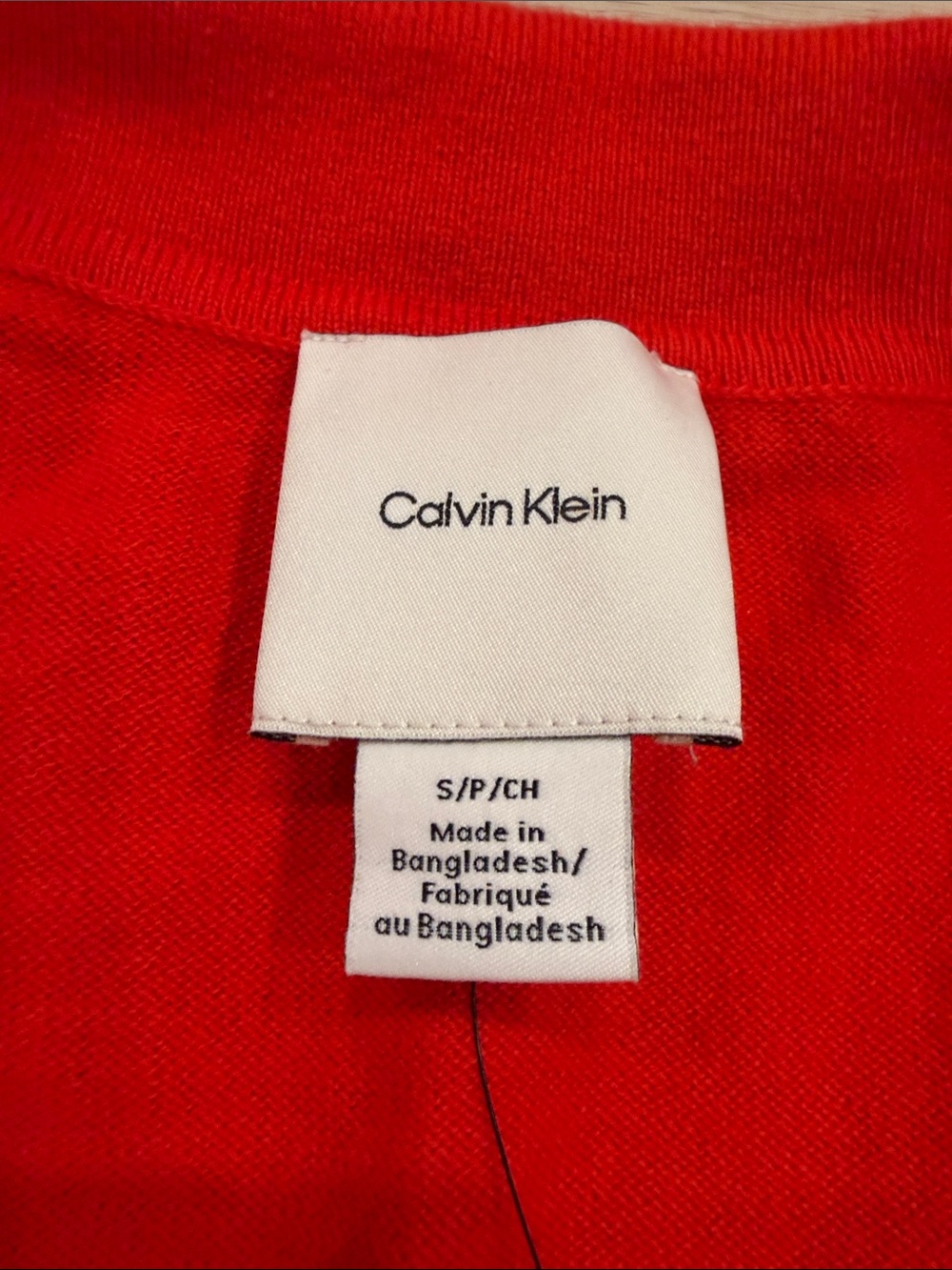 New Calvin Klein Small Women's Bright Red V-Neck Knit Sweater - Picture 4 of 6